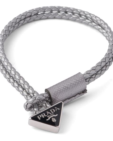 prada leather and elastic bracelet|prada braided nappa leather bracelet.